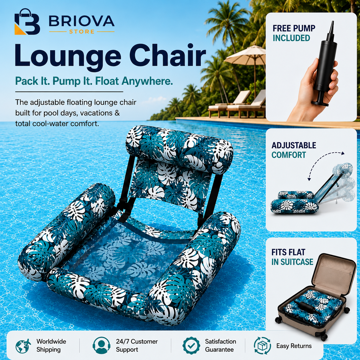 Premium Inflatable Pool Lounge Chair