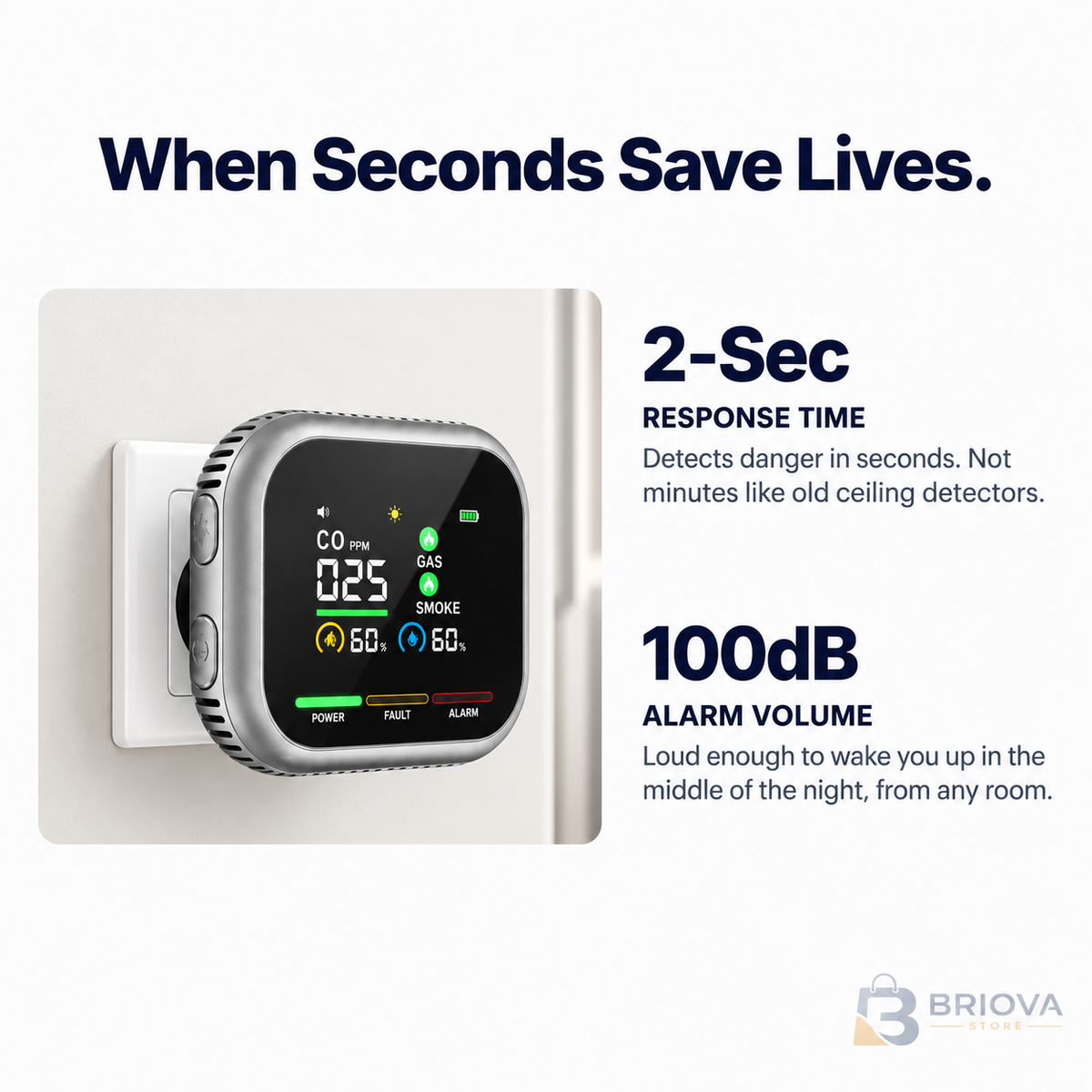 Briova ™ 6-in-1 Smoke, Gas & CO Detector